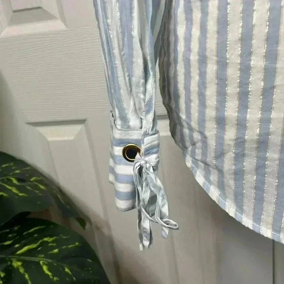 MICHAEL KORS Medium Shirt Striped Button Up Collared Long Sleeve - Picture 6 of 11